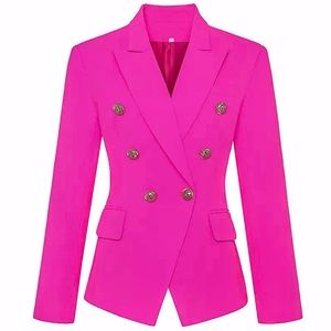 Neon Pink Double Breasted Blazer